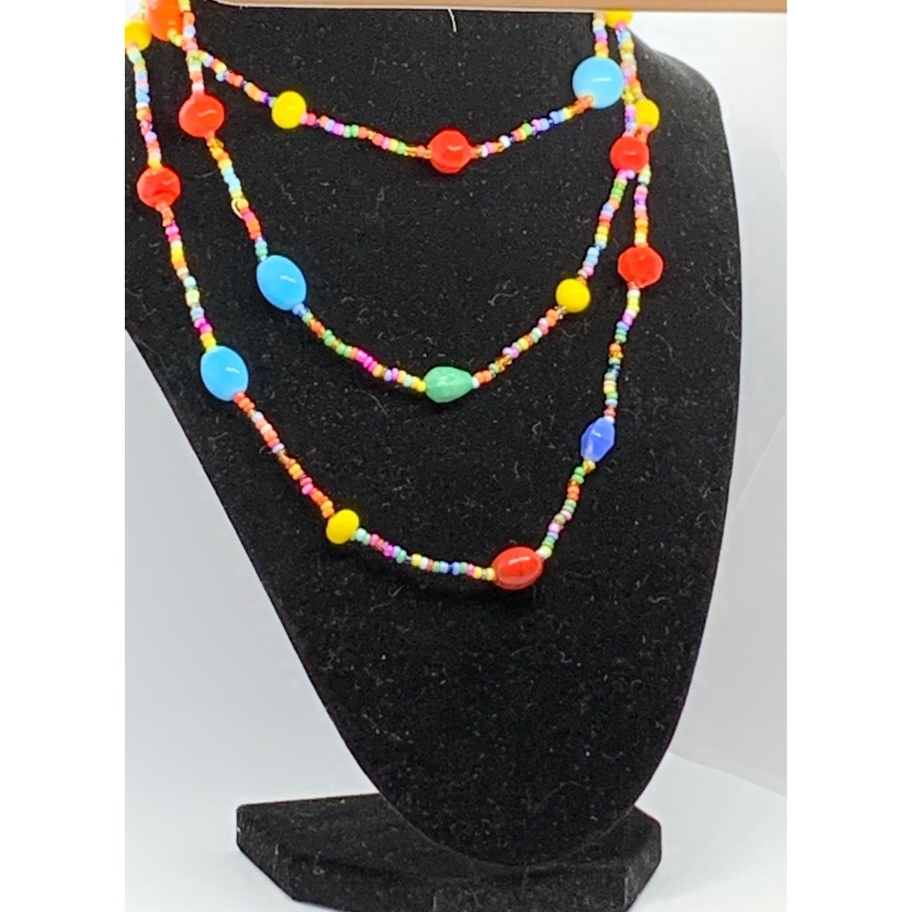 Fun 47” Long Rainbow colored glass beads strand versatile
